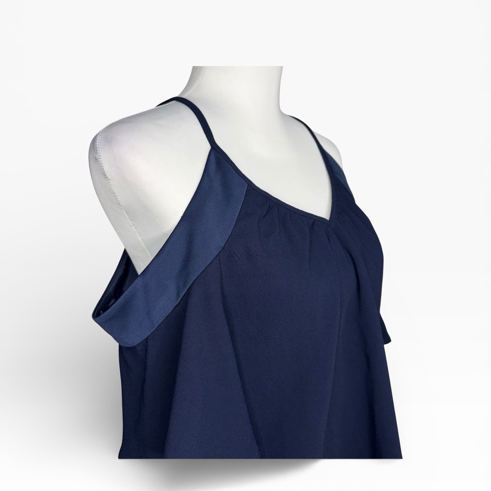 Trina Turk Midnight Blue Cold Shoulder Blouse Size S